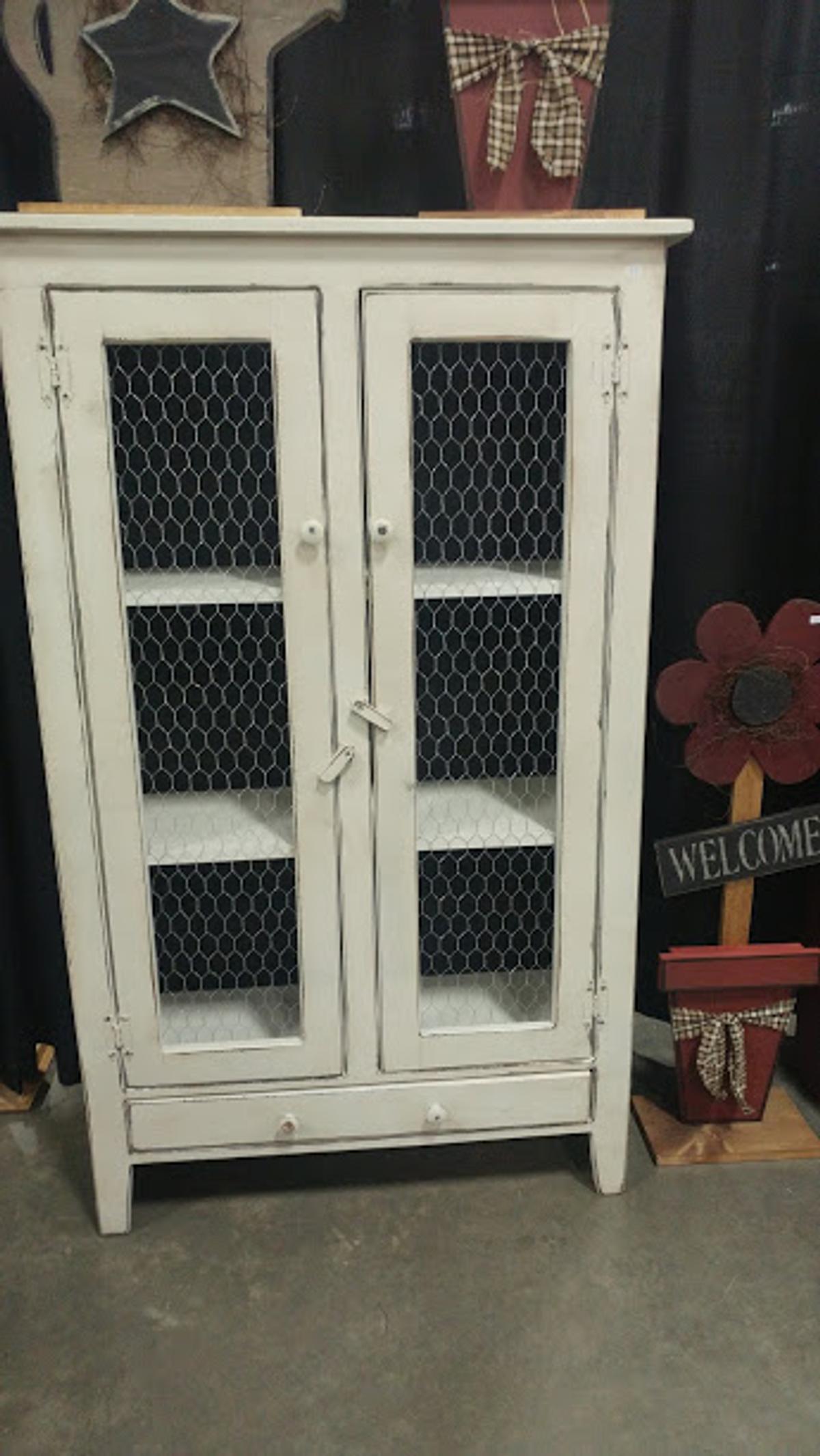 Double Chicken Wire Cabinet