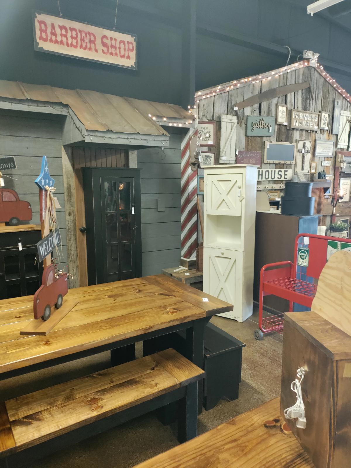 Farmhouse Dining Table with Benches