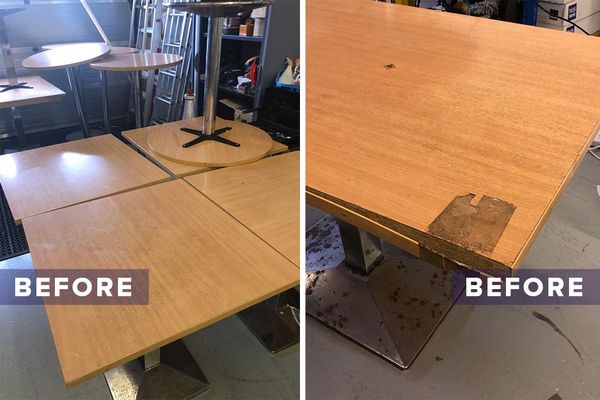 Bar Tables Refurbishment Using Architectural Vinyl Wrapping