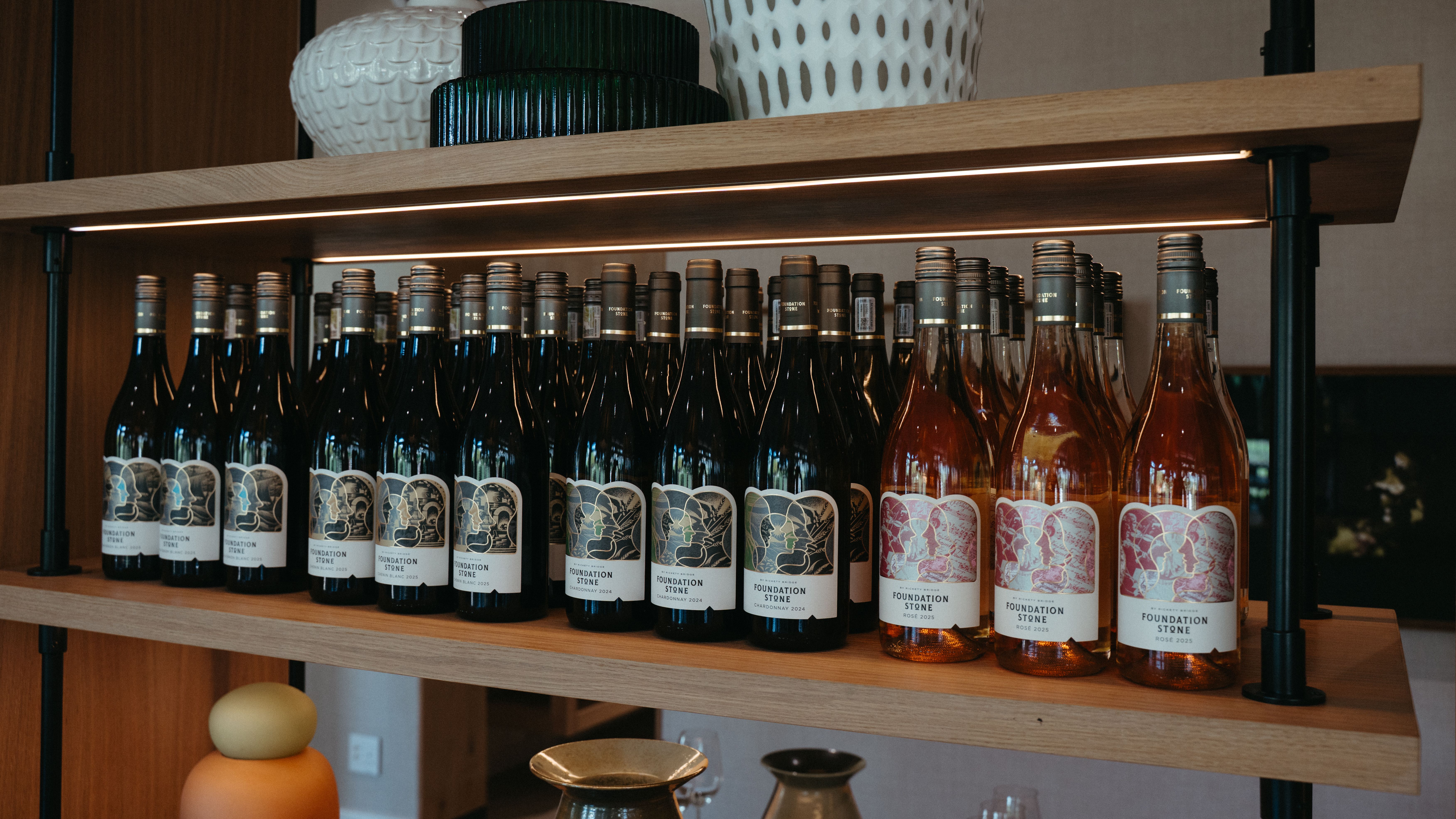 Foundation stone wines on a shelf