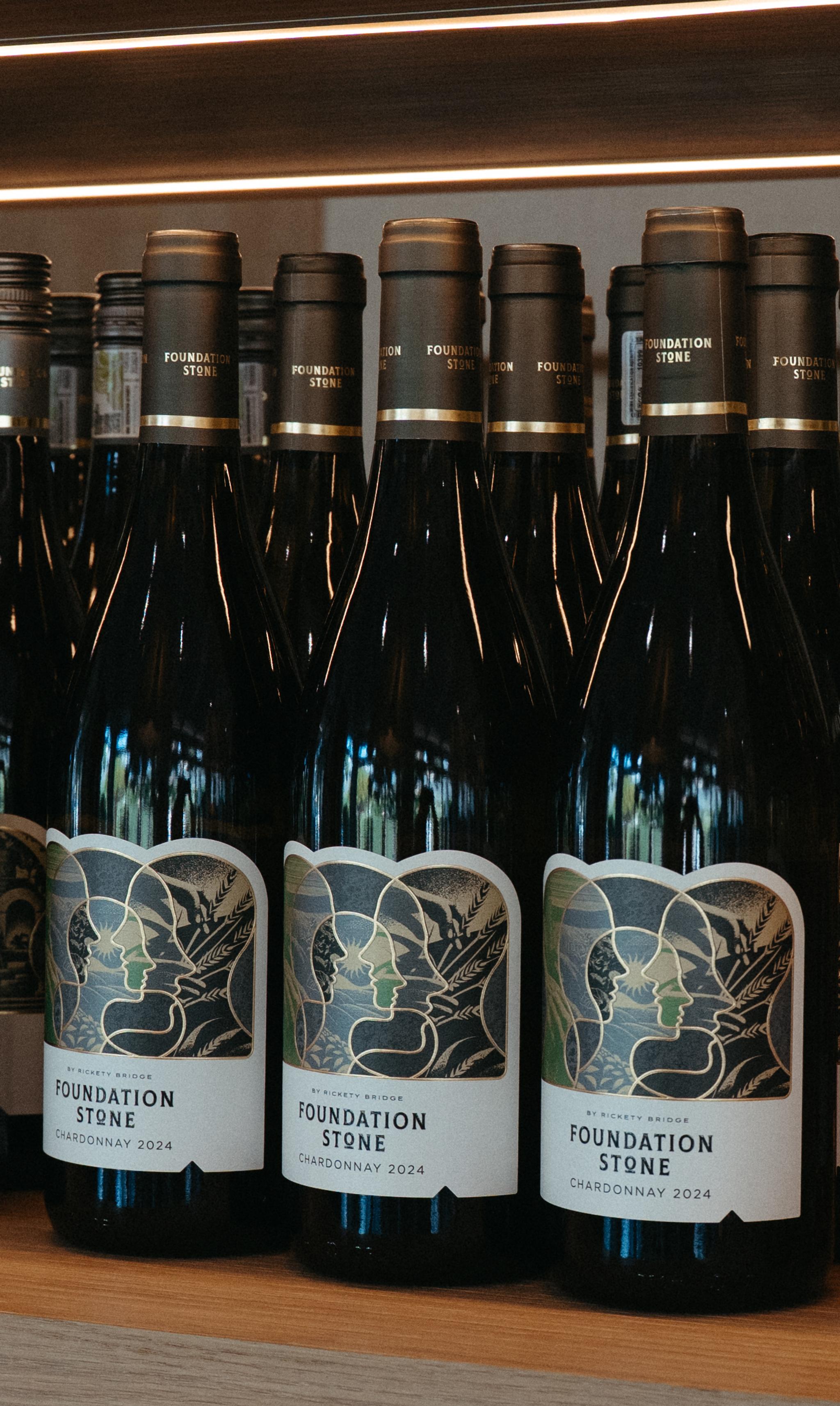 Foundation stone wines on a shelf