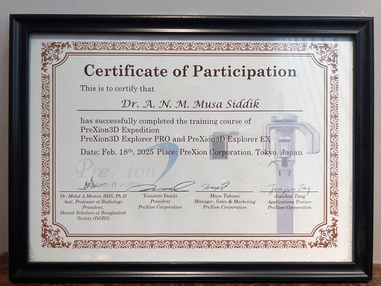 PreXion3D Training Certificate — Tokyo, Japan (2025)