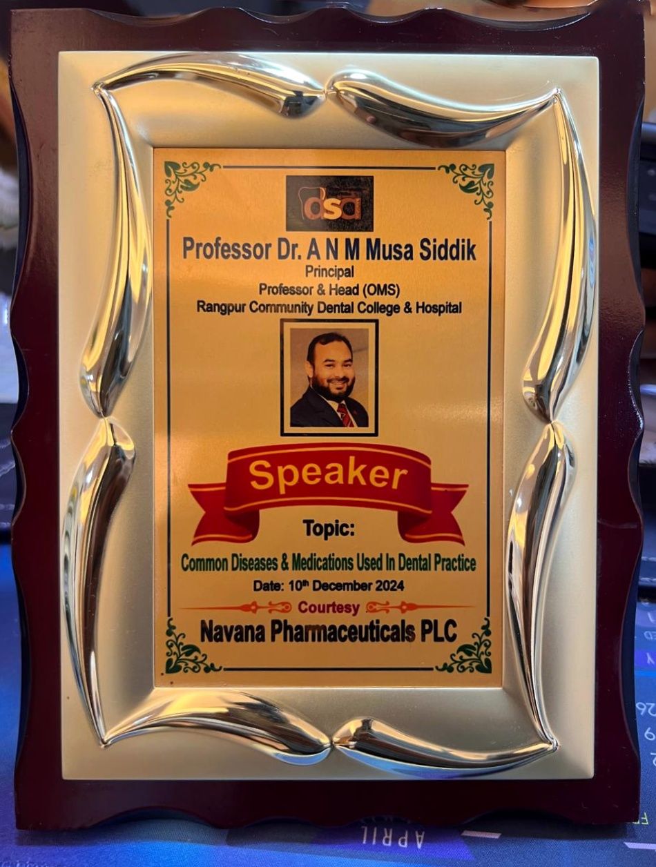 Speaker: Common Diseases & Medications in Dental Practice — DSA (2024)
