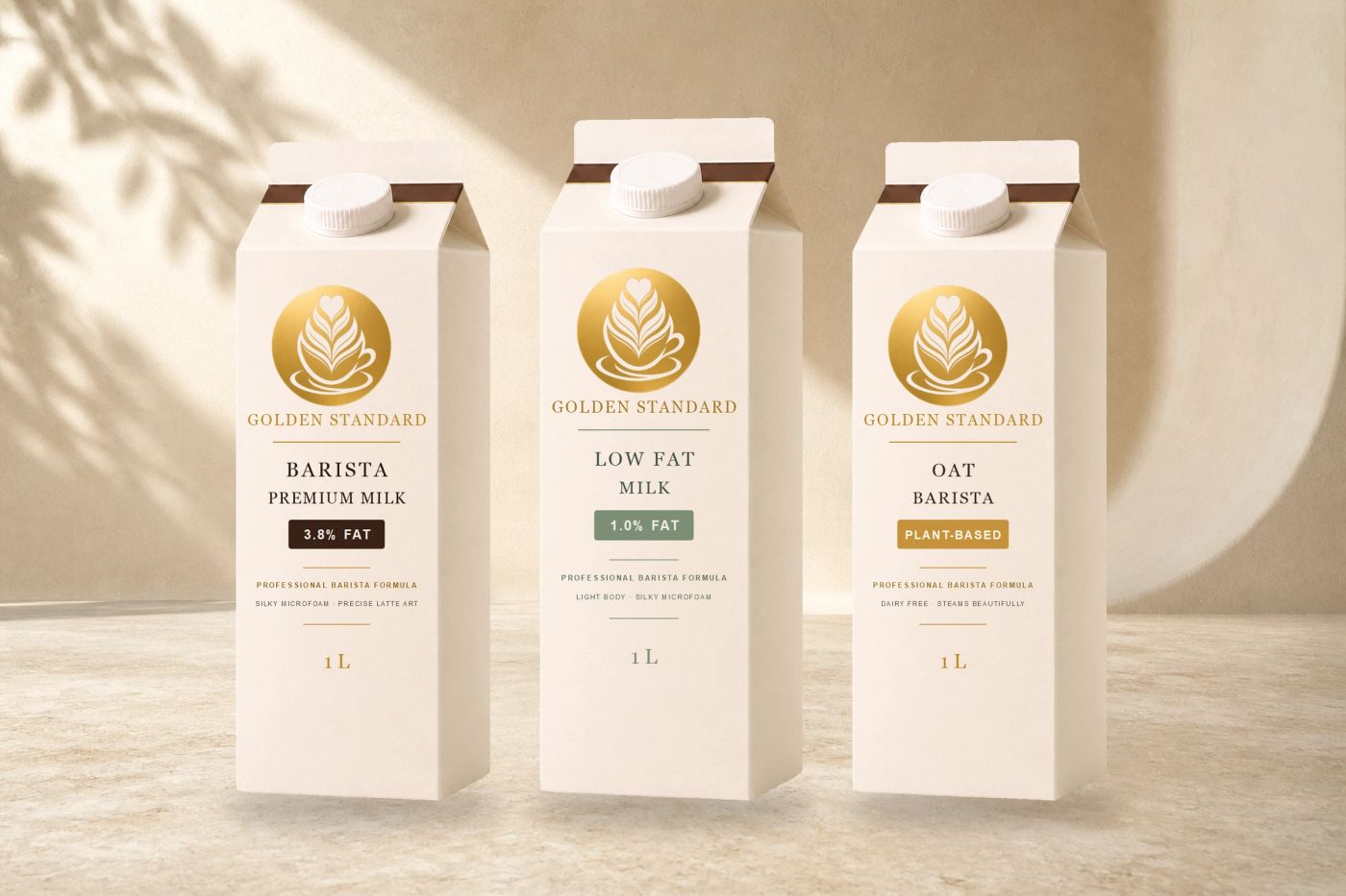 Golden Standard Milk — Barista Premium 3.8, Low Fat i Oat Barista, pakovanja od 1 l
