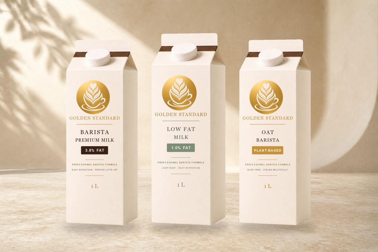 Golden Standard Milk — Barista Premium 3.8, Low Fat i Oat Barista, pakovanja od 1 l