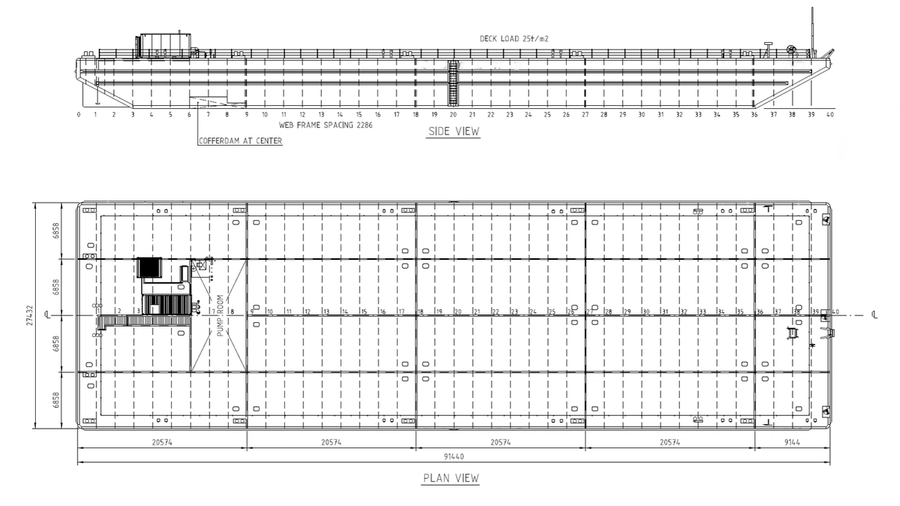 91 x 27m Flattop Barge - Image 1
