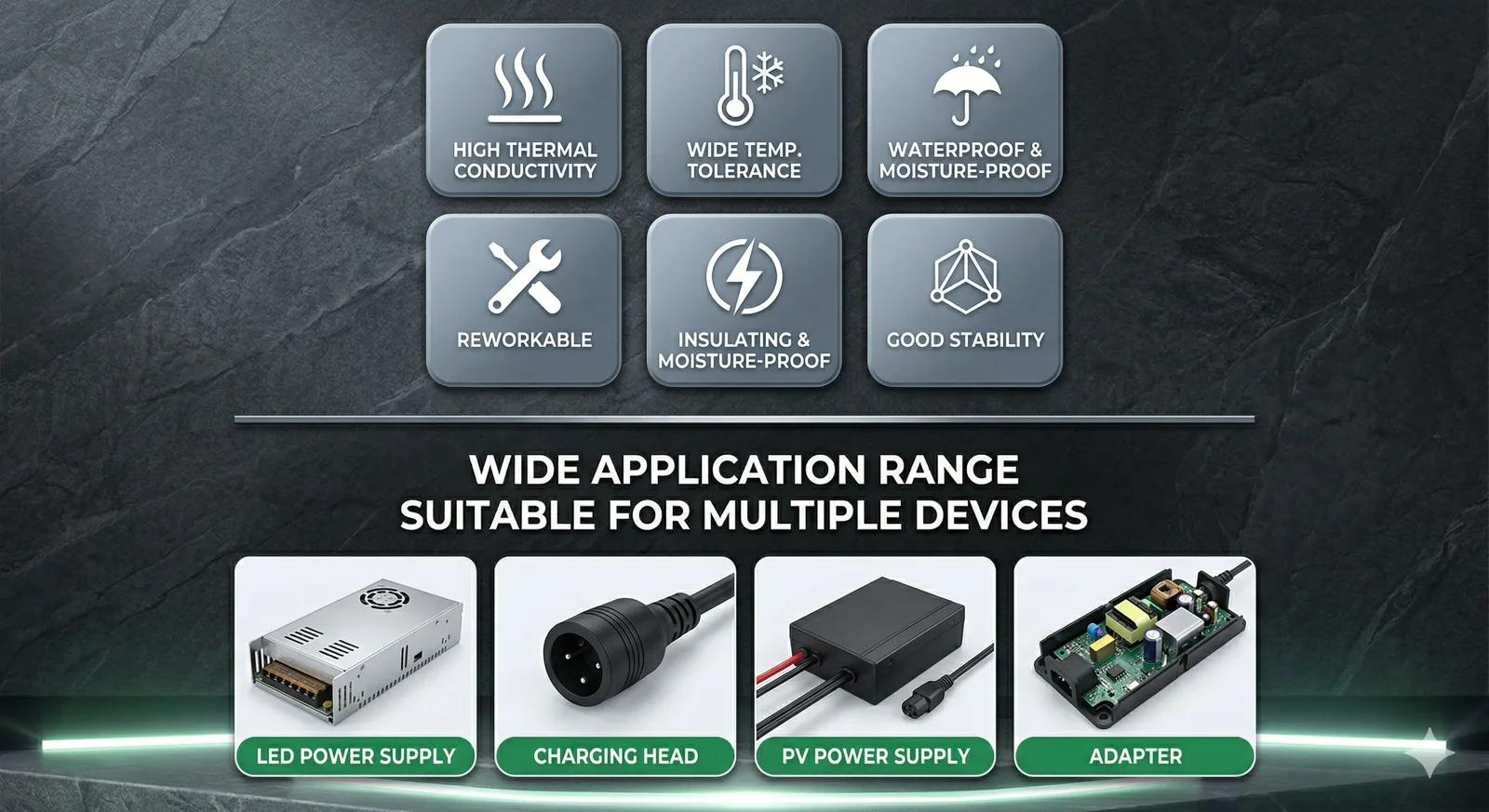 Waterproof silicone thermal potting compound for electronic component protection