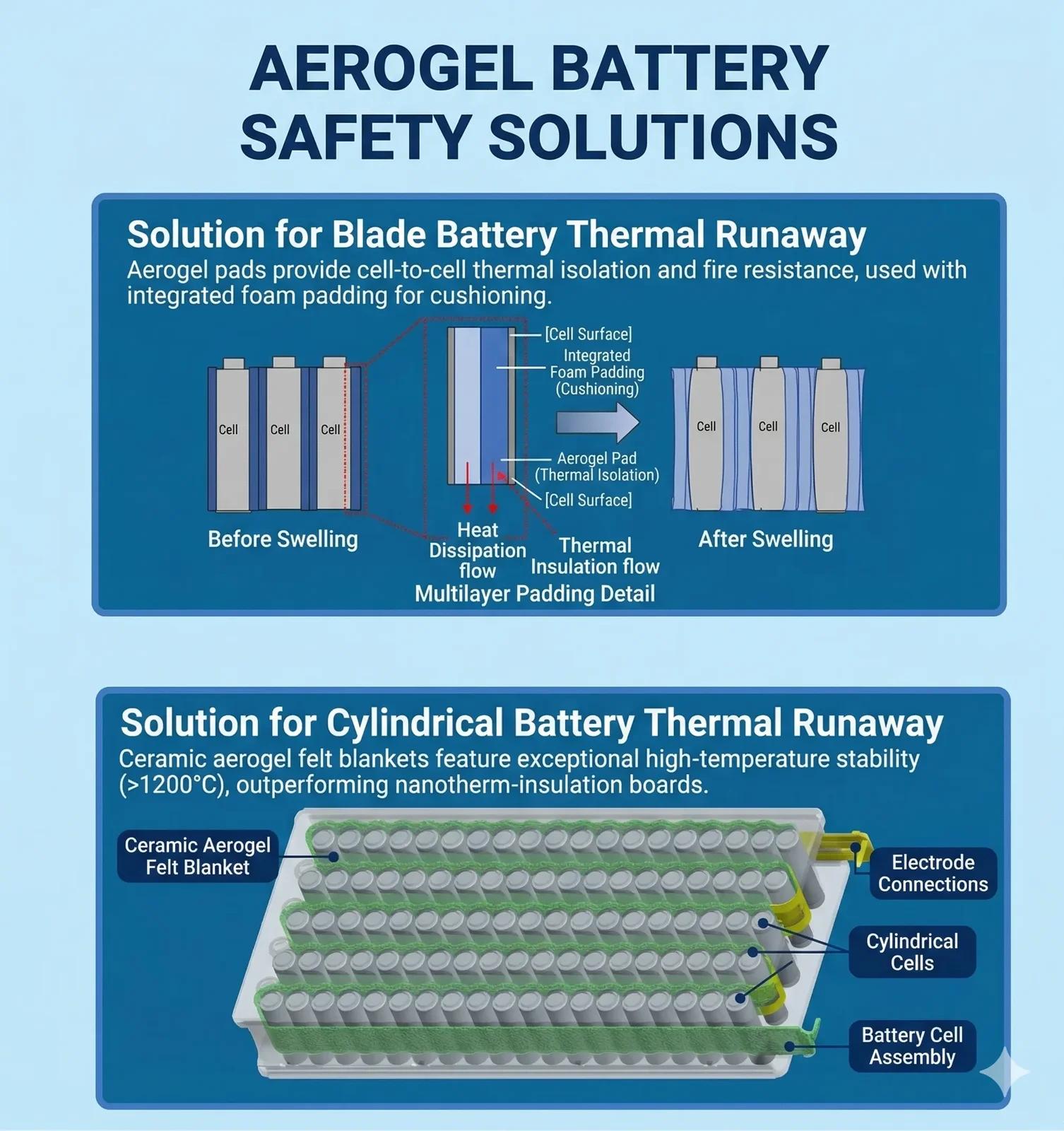 Fireproof ceramic aerogel sheet for battery thermal runaway protection