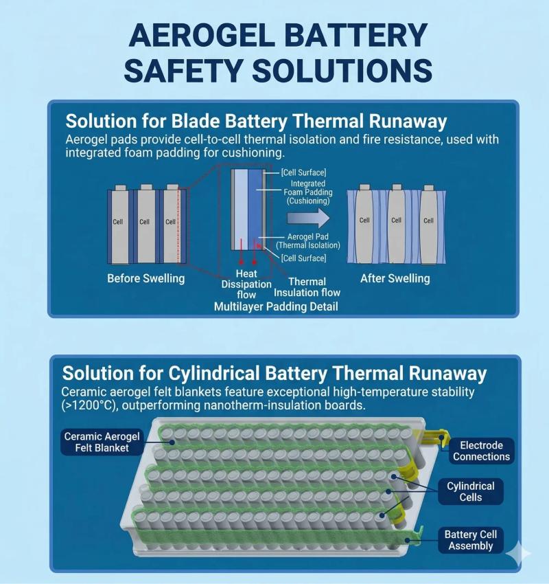Fireproof ceramic aerogel sheet for battery thermal runaway protection