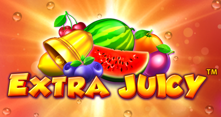 Pragmatic Play の Extra Juicy スロットのゲームロビーとロゴ - Flush