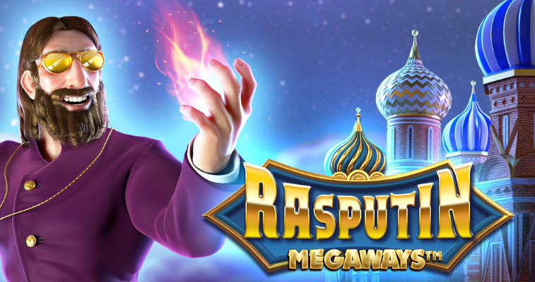 Big Time Gaming の Rasputin Megaways スロット、雪に覆われたクレムリンの背景とロゴ - Flush