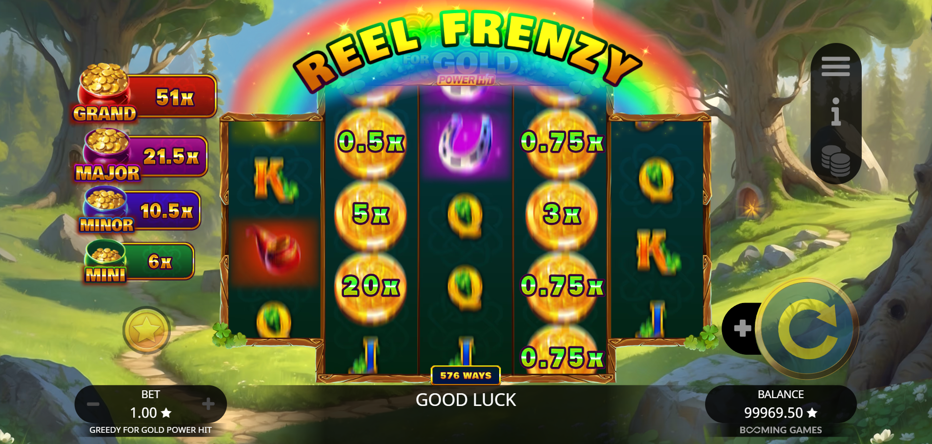Booming Games의 Greedy for Gold Power Hit 온라인 슬롯에서 그리드를 강화하는 Reel Frenzy - Flush Bitcoin Casino