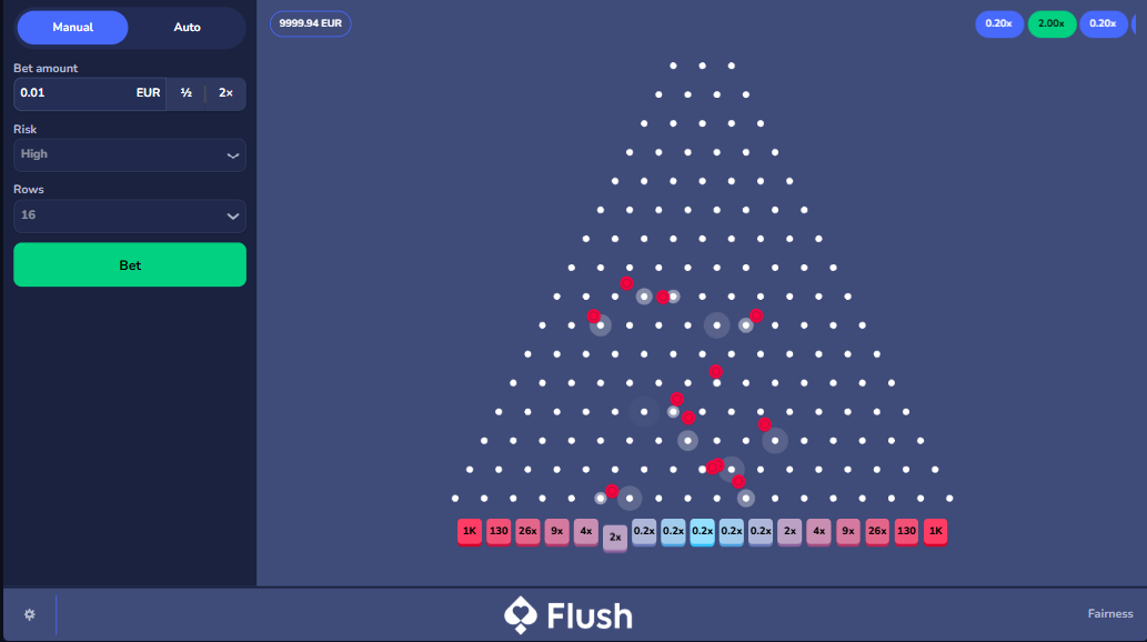 暗号資産Plinkoギャンブル - Plinkoボードを複数のボールが落ちていく様子 - Flush Originals