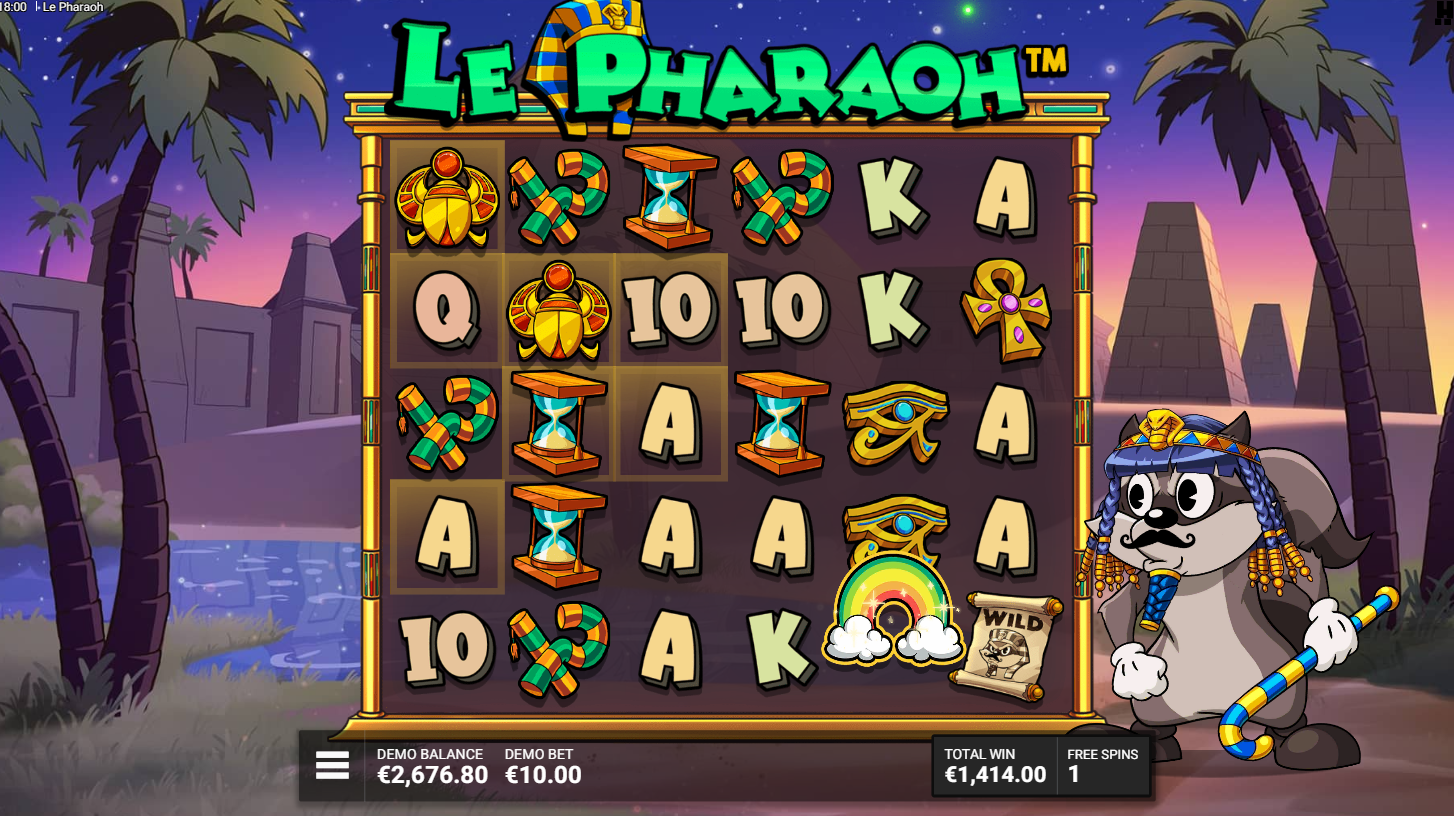 Le Pharaohスロット - Luck of The Pharaohフリースピンボーナス - Hacksaw Gaming -Flush