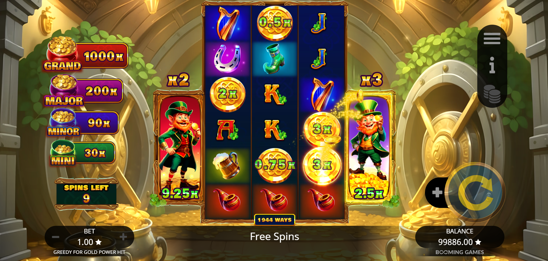 Booming Games의 Greedy for Gold Power Hit 암호화폐 슬롯 프리 스핀, Reel Frenzy와 Cash Collection - Flush