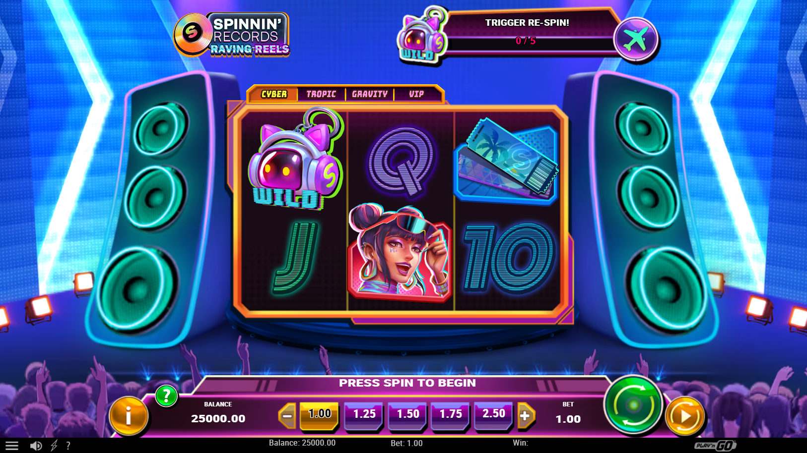Spinnin' Records Raving Reels 레벨 1 Cyber 기본 게임 - Play'n go - Flush Casino & Sportsbook