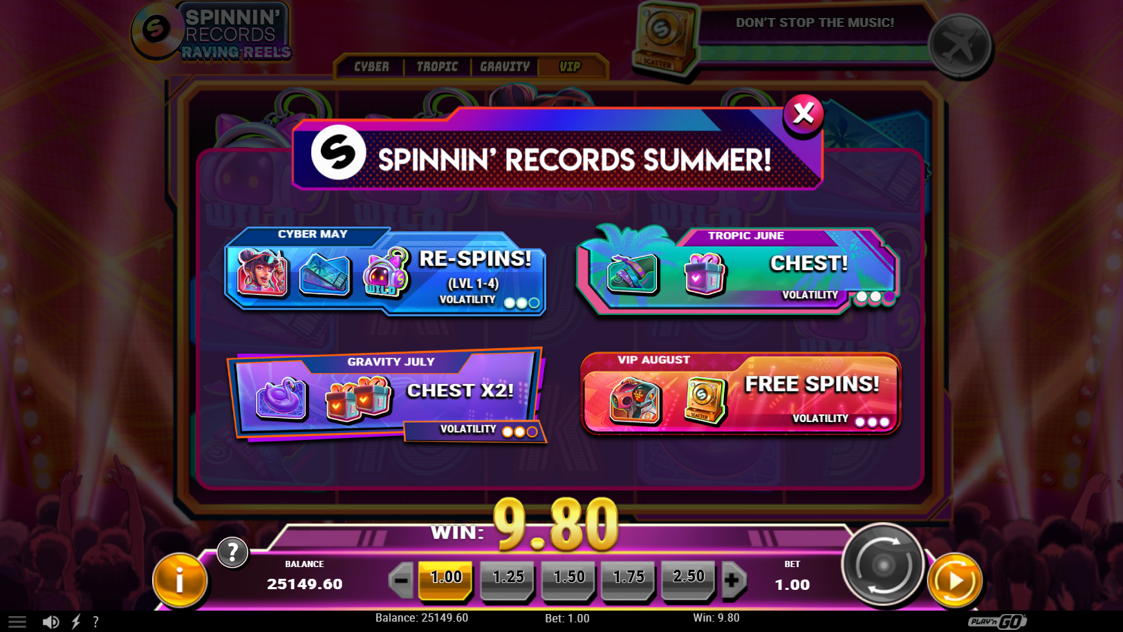 Spinnin' Records Raving Reels 레벨 진행 메뉴 - Play'n go - Flush Casino & Sportsbook
