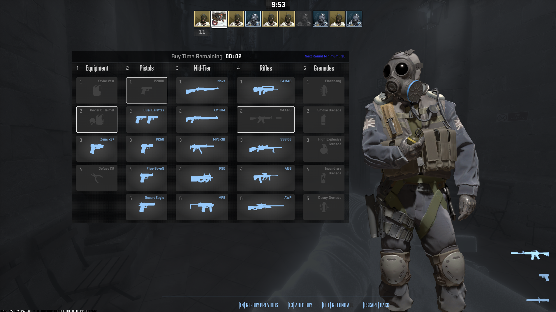 In-game buying menu in Counter-Strike 2 showing weapons and equipment for sale - Flush