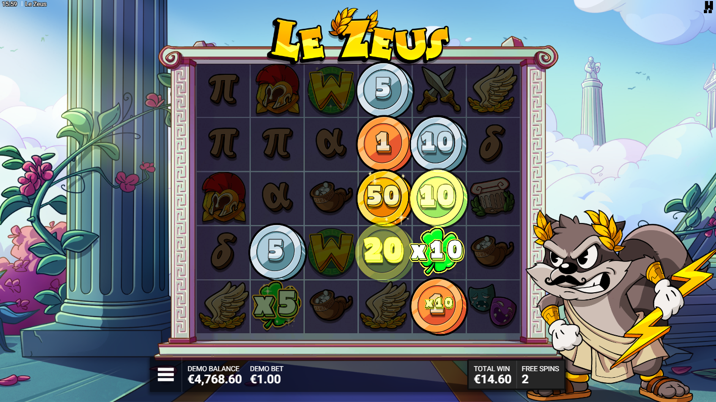Hacksaw GamingのLe Zeusスロット、Bolt & Runフリースピンボーナス機能 - Flush