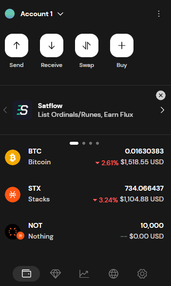 Xverse Wallet portfolio dashboard showing Bitcoin and Stacks balances, emphasizing secure cryptocurrency management. - Flush