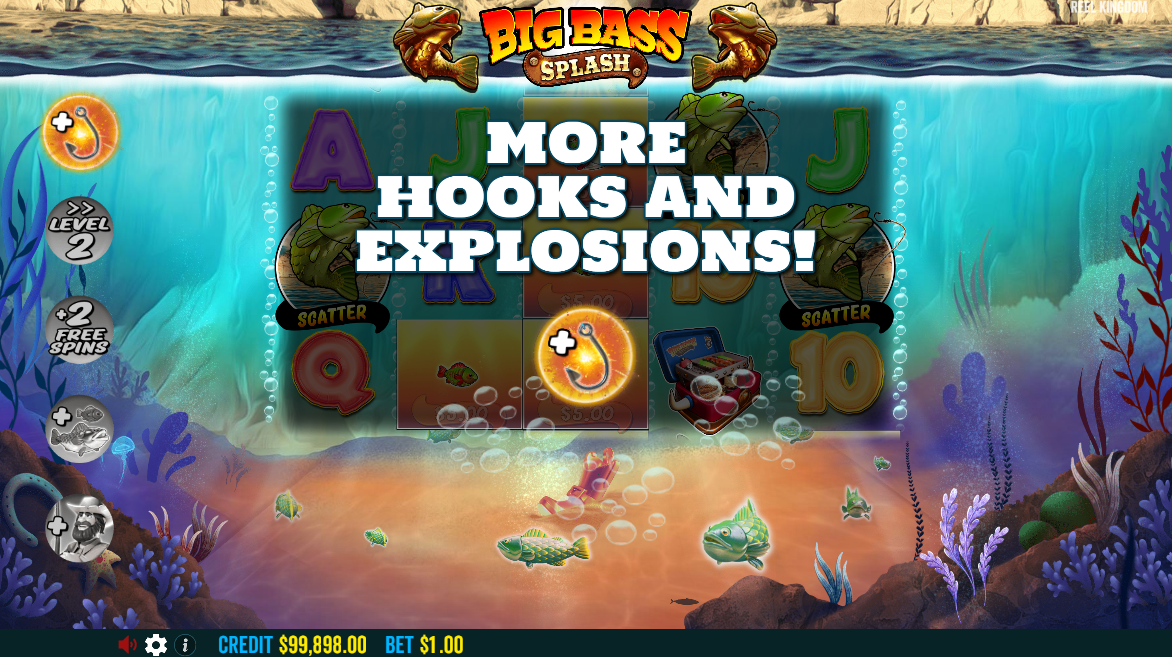 Big Bass SplashスロットのPragmatic Playによる、フックと爆発が増えるフリースピンブースター - Flush