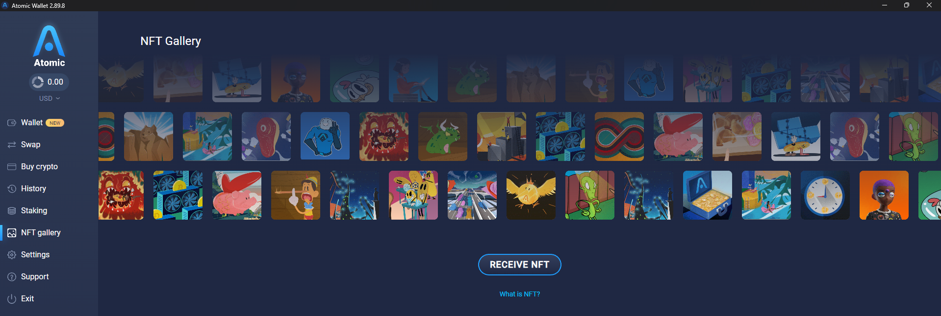 Atomic Wallet NFT gallery displaying digital collectibles - Atomic Wallet - Flush