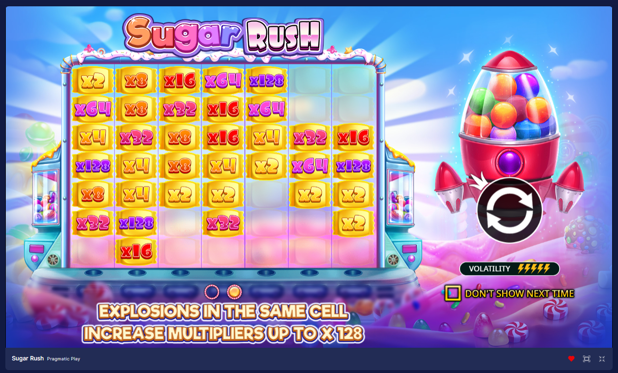 Sugar Rushスロット - リール上のマルチプライヤー - Pragmatic Play - Flush Casino