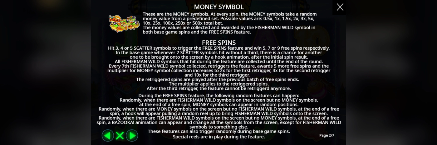 Big Bass Blast in-game paytable page confirming High volatility, 96.50% base RTP, 96.51% RTP with Ante Bet, and 96.50% RTP with Buy Free Spins