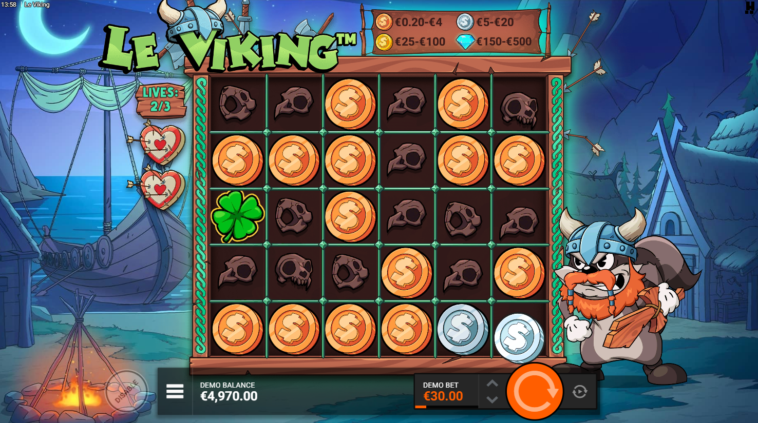 Le Viking Slot during Raid Spins bonus feature, Hacksaw Gaming Slot, Flush