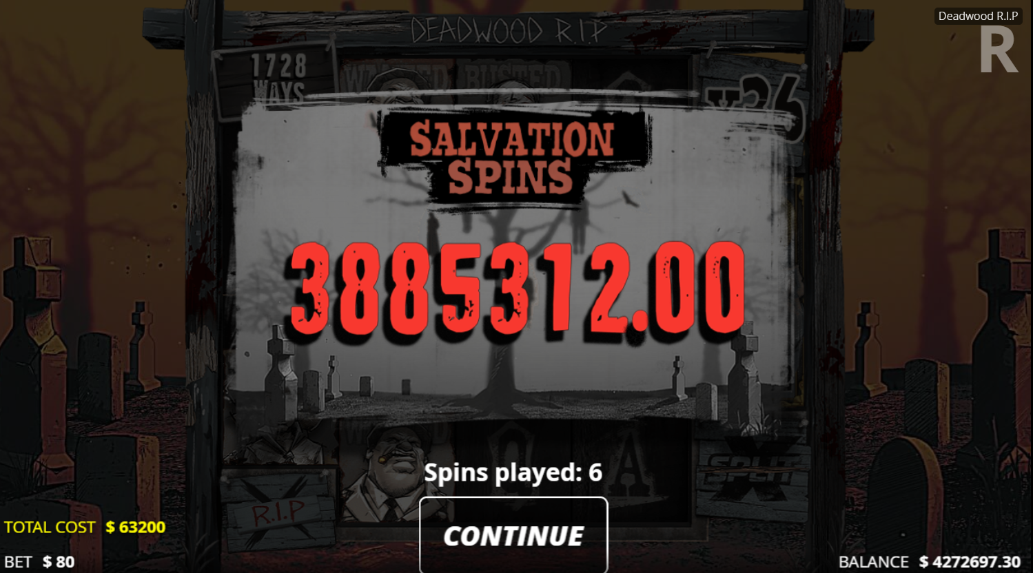 Nolimit CityのスロットDeadwood R.I.Pでの過去最大の当選 - 380万ドル - Flush