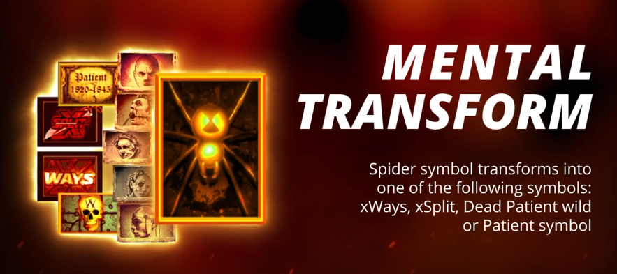 Nolimit CityのMentalスロットのMental Transformメカニクス、Spiderシンボルとシンボル変化 - Flush