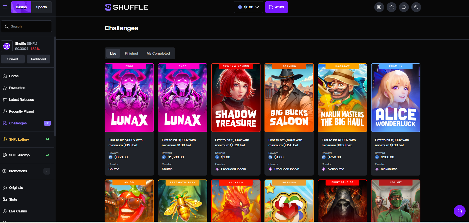2026年のShuffleカジノのチャレンジロビー：スロットゲームとSHFLトークンの機能
