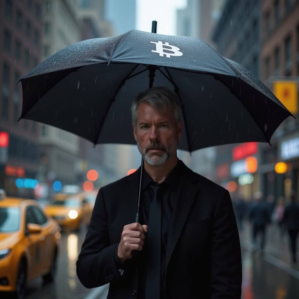 Bitcoinの傘の下に立つMicroStrategy会長のMichael Saylor