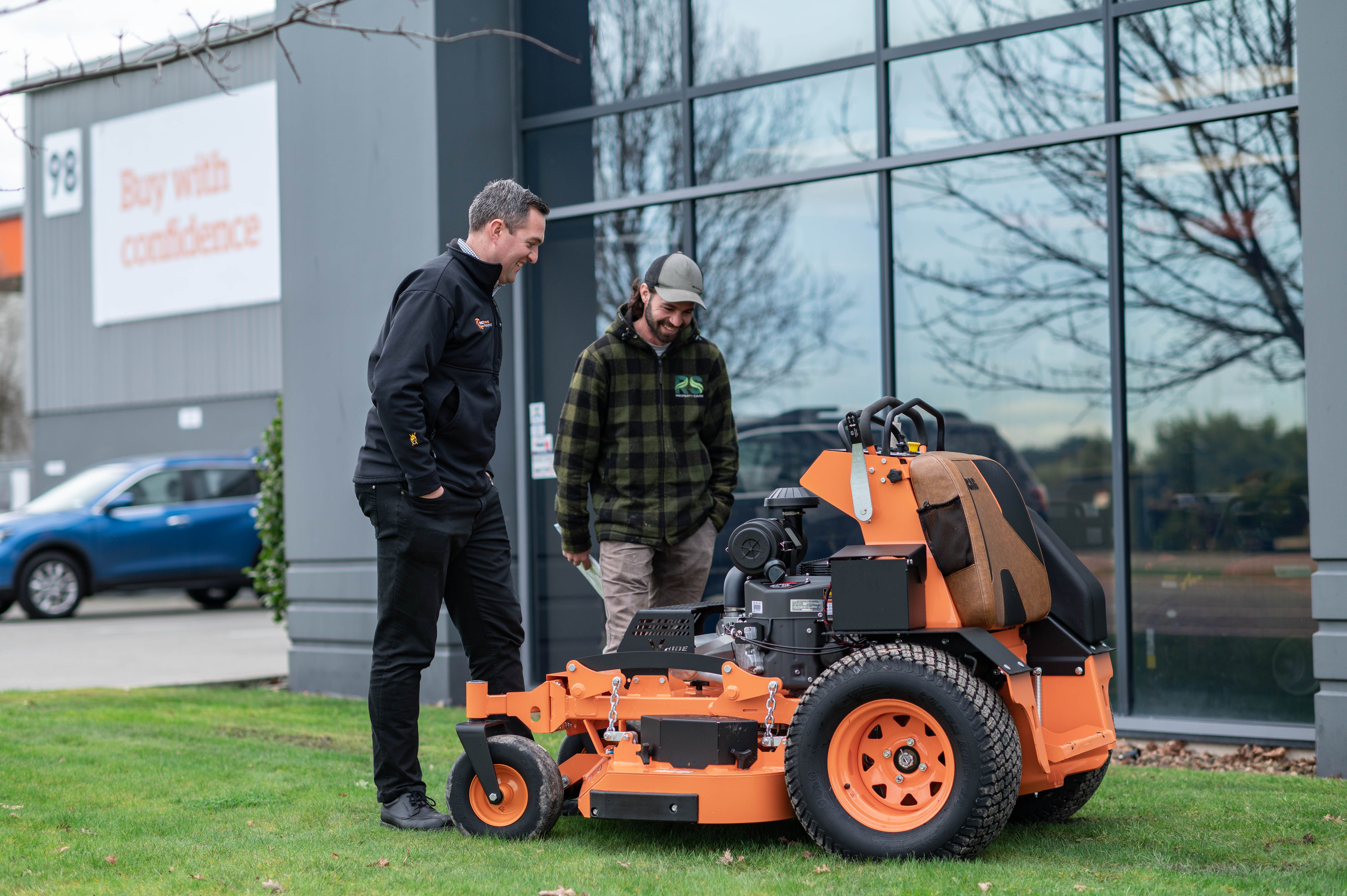 Delivery of a new mower at OMC