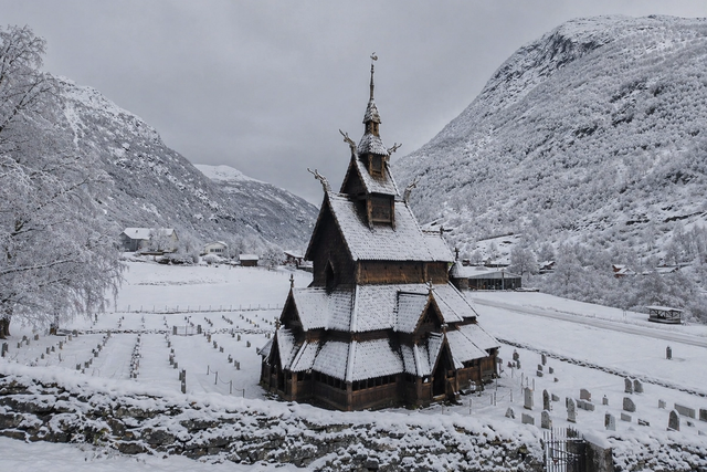 Winter: Borgund Stave Church & Stegastein Viewpoint - three villages along the fjord