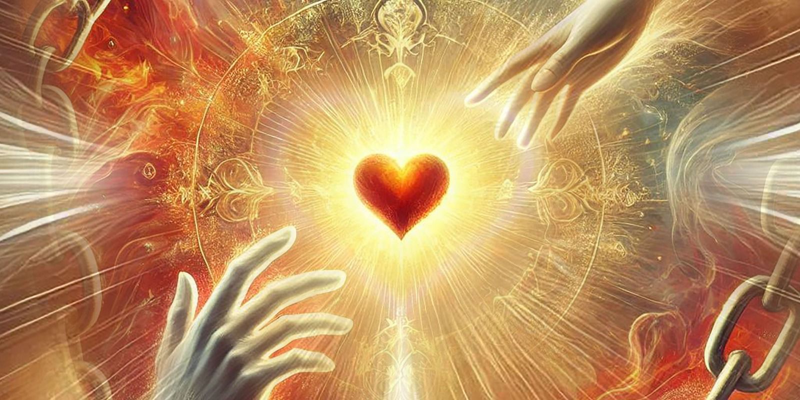 A depiction of unconditional love: a radiant source of light surrounded by dynamic, intertwining shapes, symbolizing God's boundless love and the selfless act of loving others, even amidst challenges and imperfection.