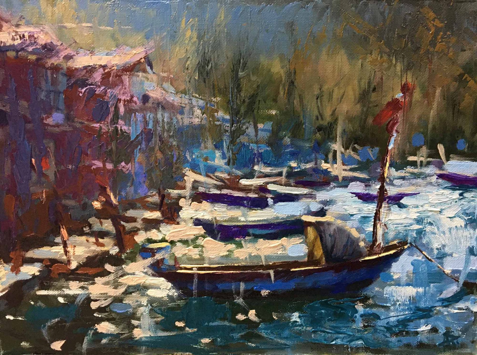 Anadolu Kavağı sandal — 18 x 24 cm, oil on paper, 2021