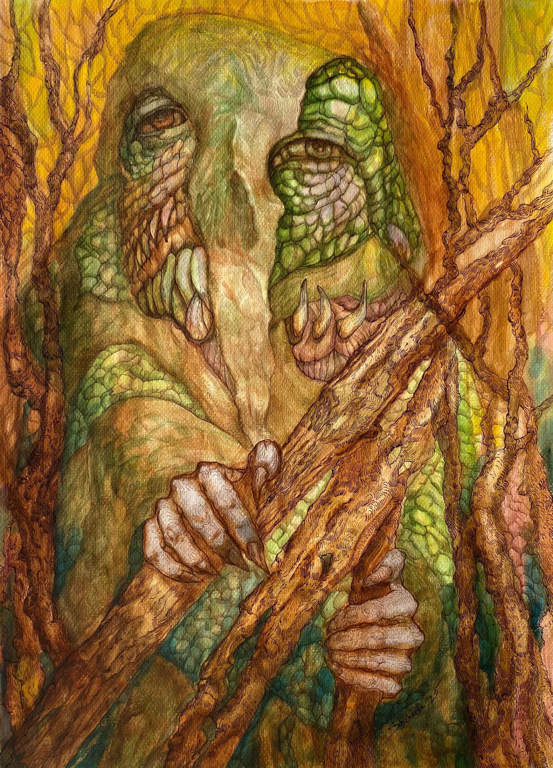 Ormandaki Frankenstein — 42 x 29, acrylic on paper, 2025