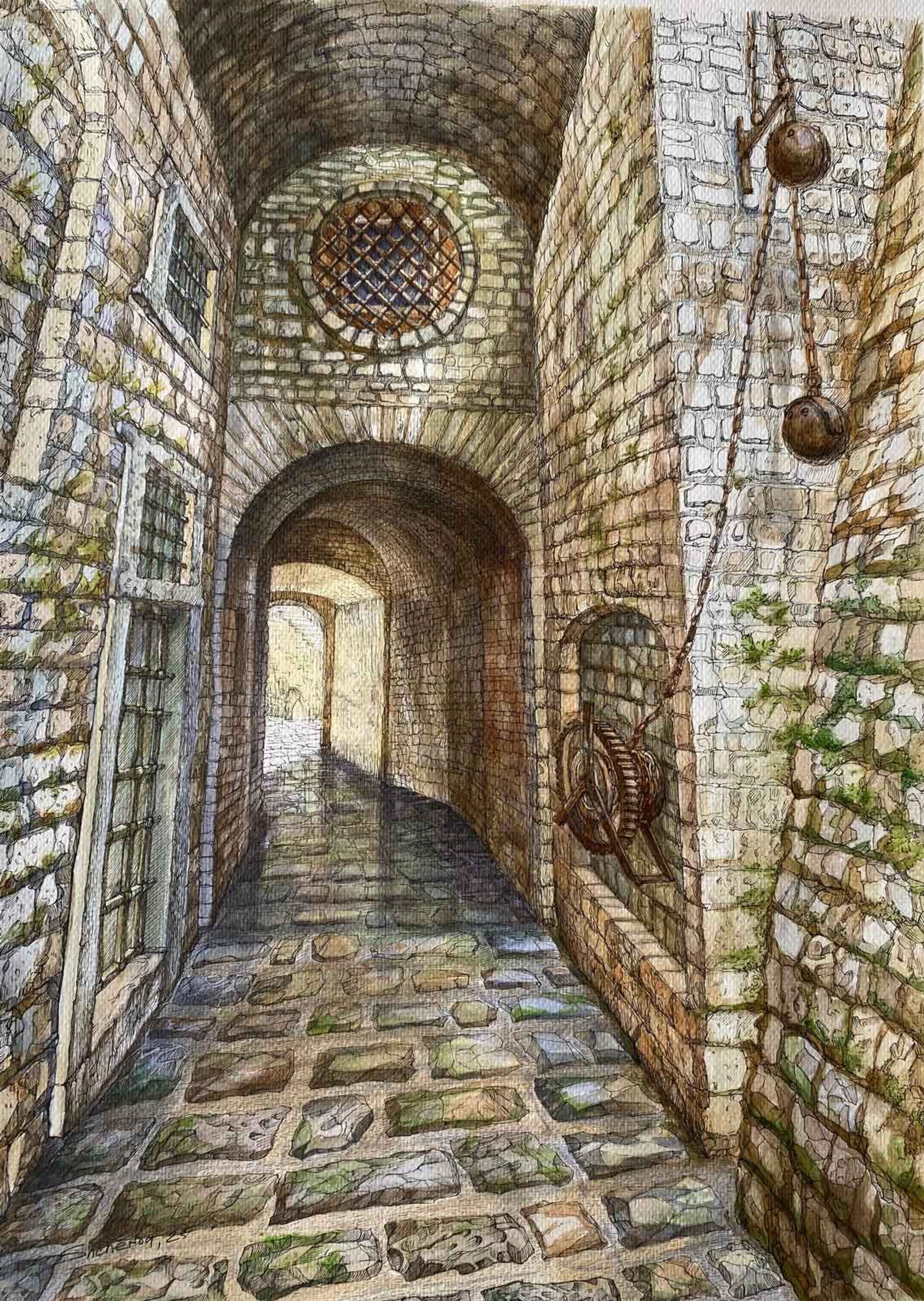 Stone Souls of Kotor. Part 5 — 42 x 29, acrylic on paper, 2025