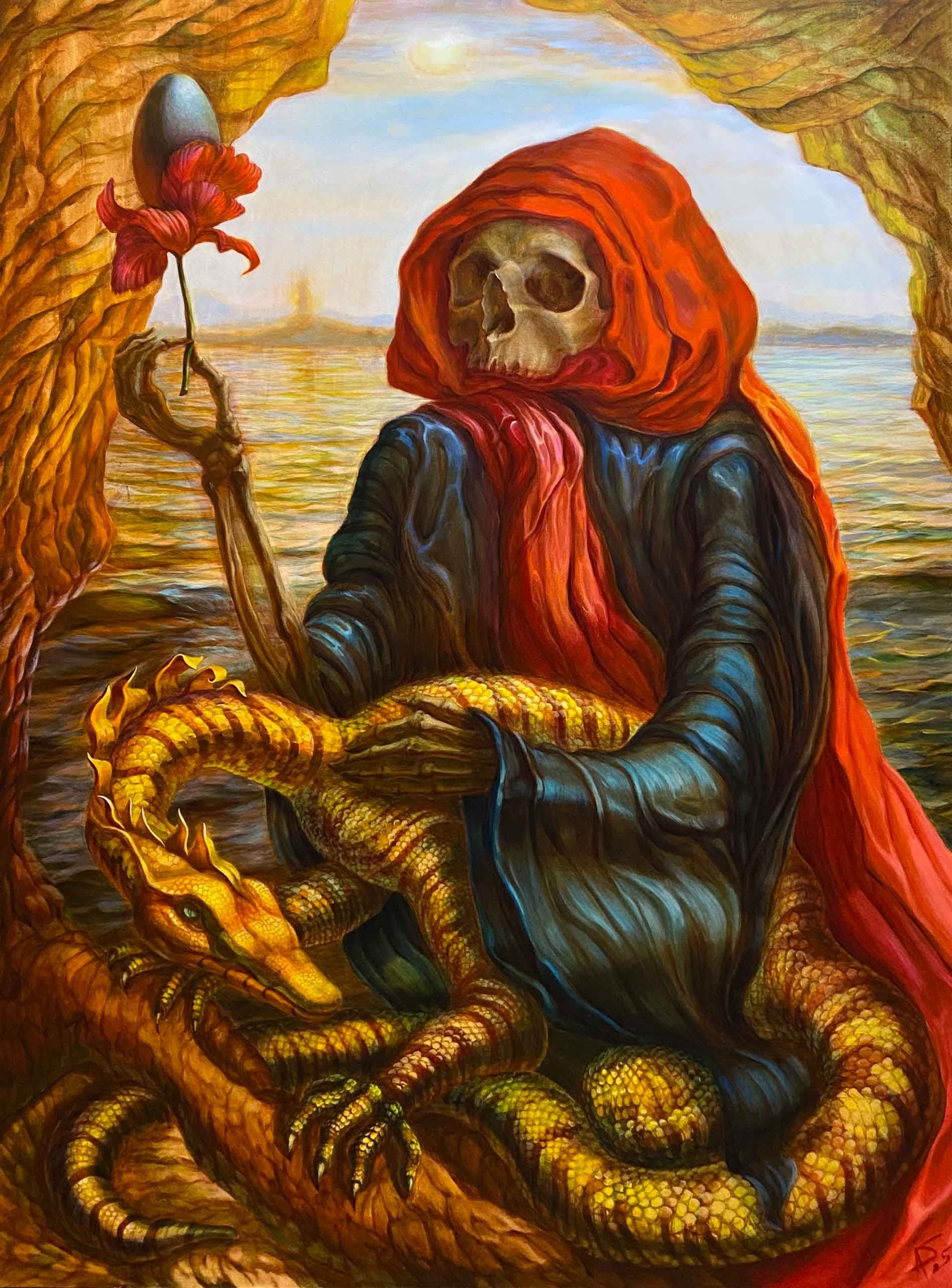 The Transformation of Ouroboros — 80 x 60 cm, acrylic on paper, 2025