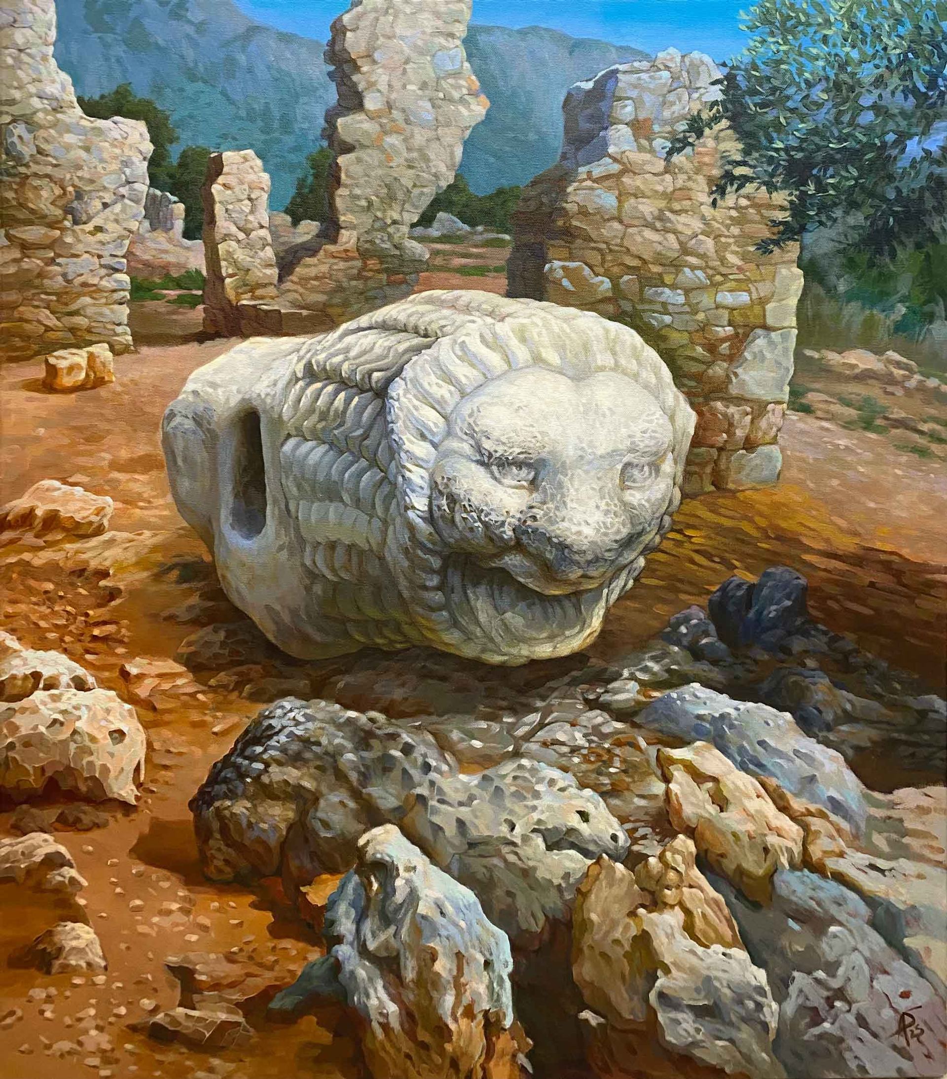 Life in Stone — 2024, Acrylic on canvas, 90 x 80 cm