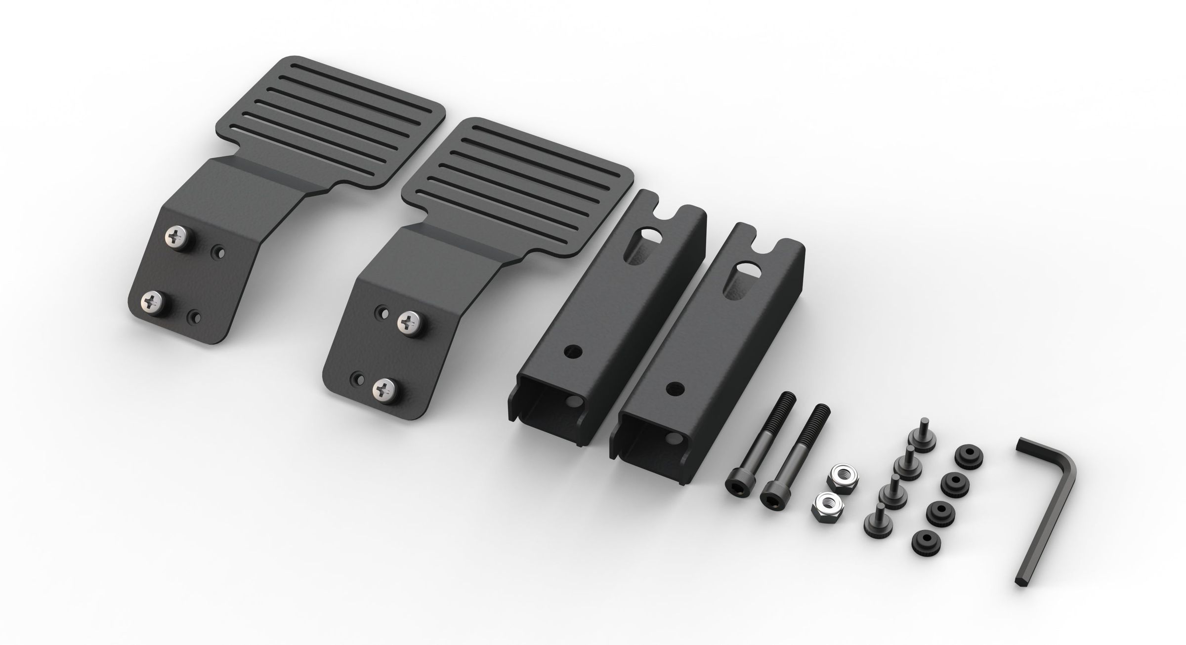 Video Bar Brackets x 2
Column Tubes x 2
M8 Screws x 2
M8 Nuts x 2
Mounting Screws x 4
Mounting Nuts x 4
M8 Hex Key