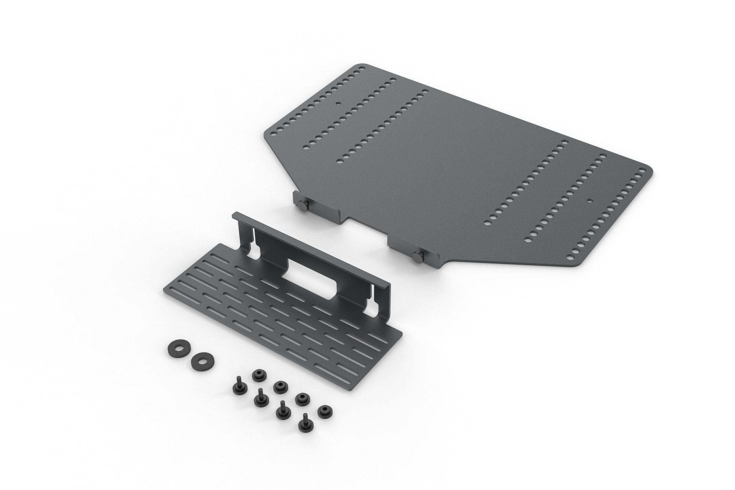 VESA mounting bracket
Universal video bar mounting bracket
Spacer for upper VESA display positions
M4 fasteners for mounting video bar