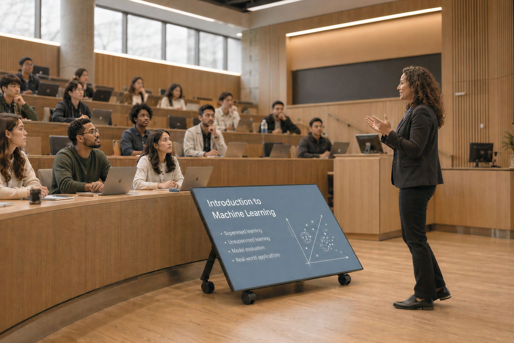 Confidence Stand used as a presenter monitor in a front-of-room environment.