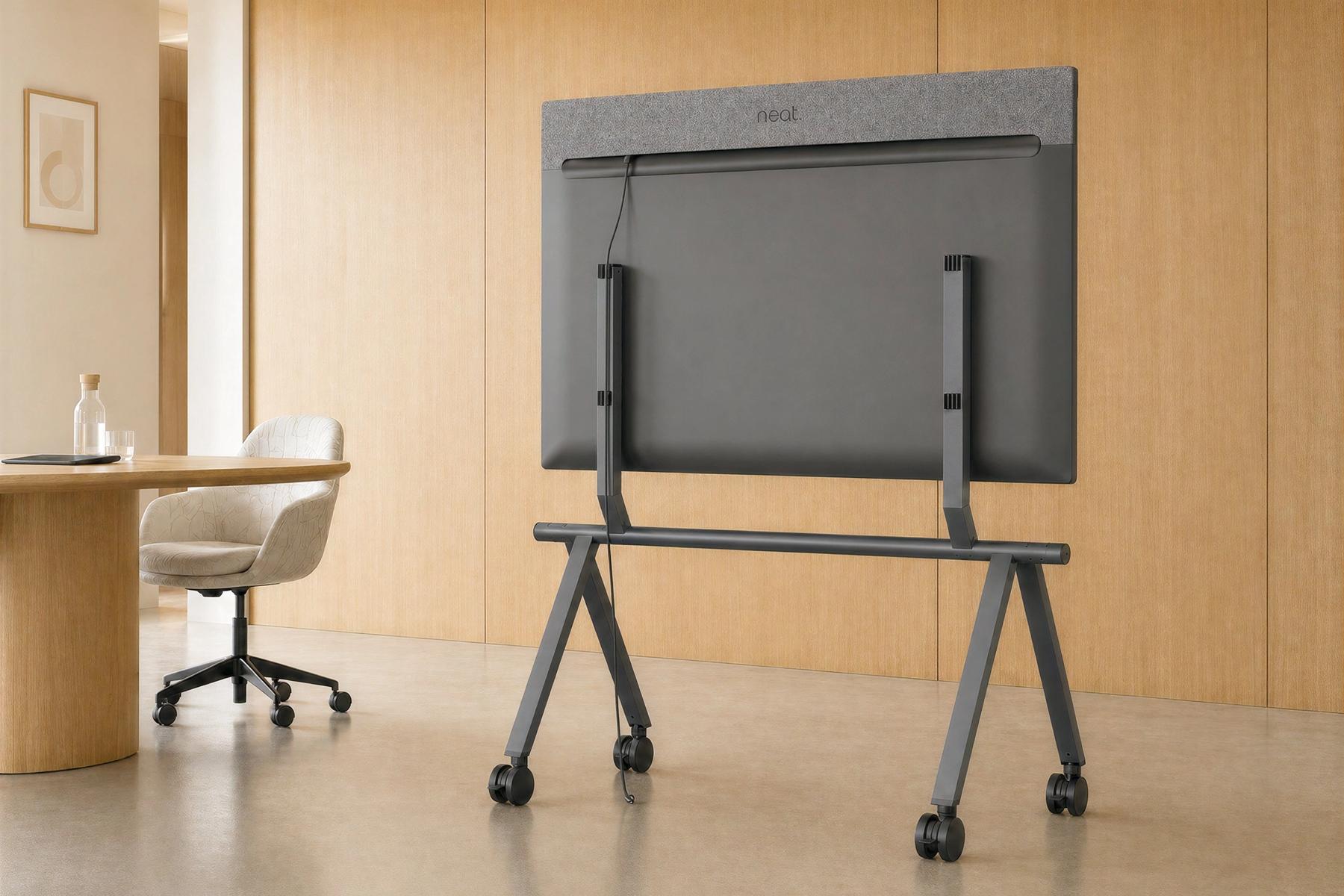 Clean rear architecture with AV devices and cable routing.