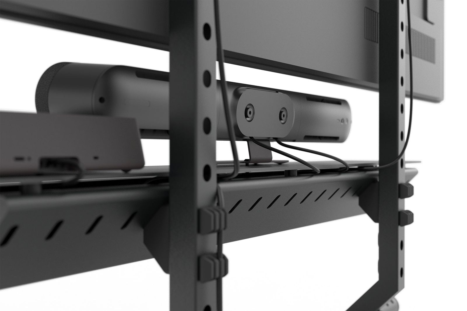 Cables tuck out-of-sight.