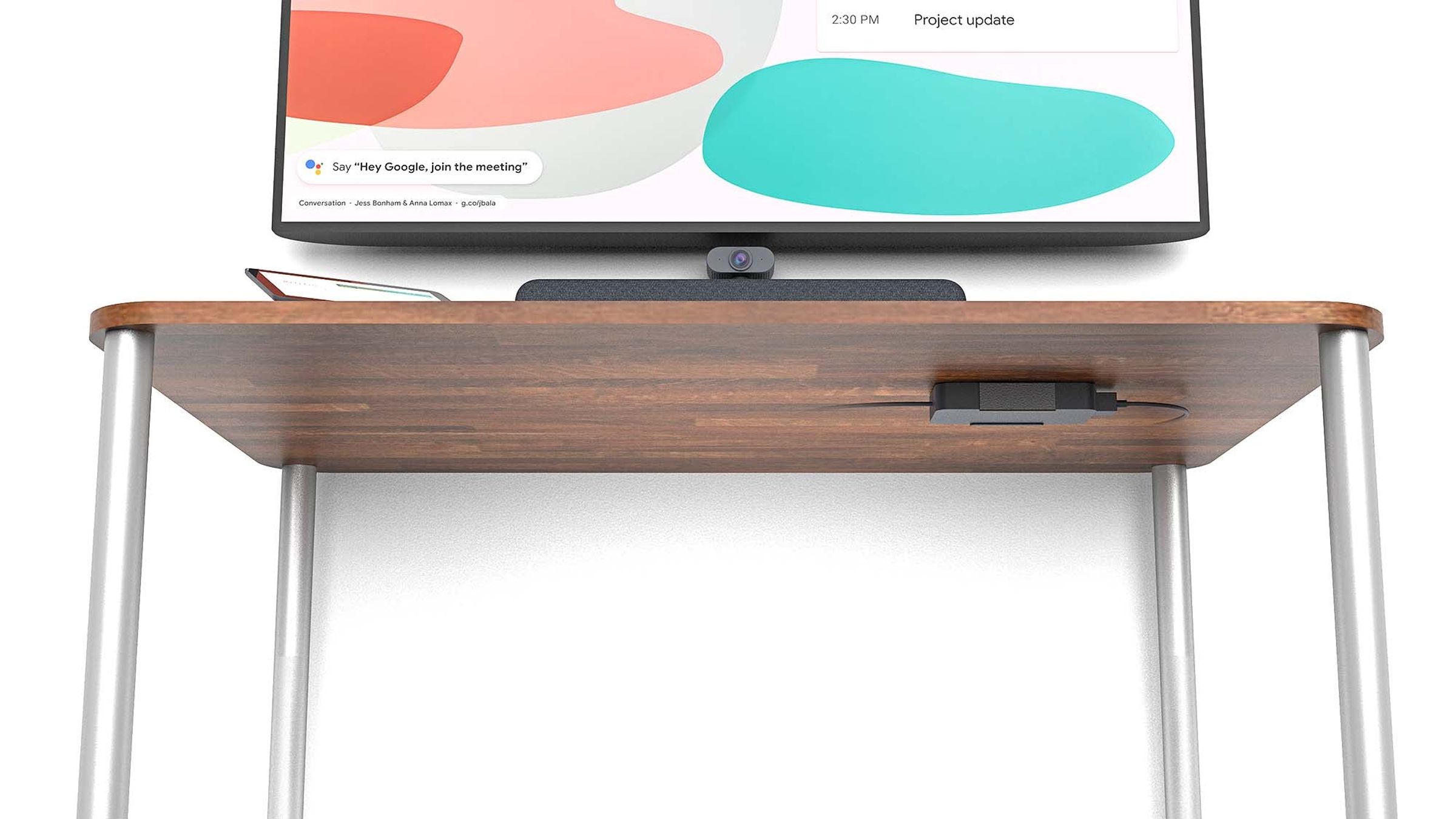 Under-table mount for huddle rooms.