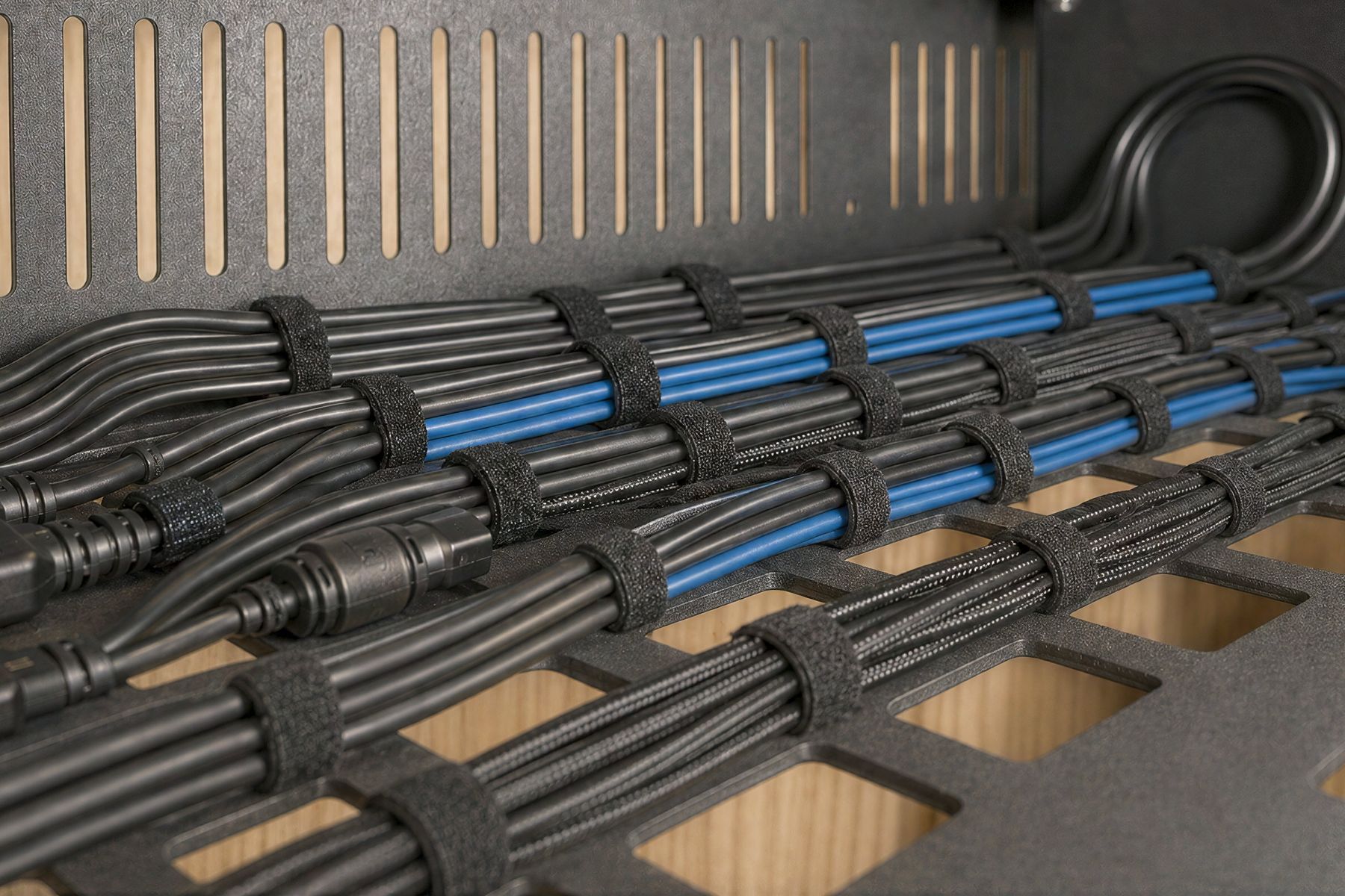 Internal lectern routing grid reference for cable organization