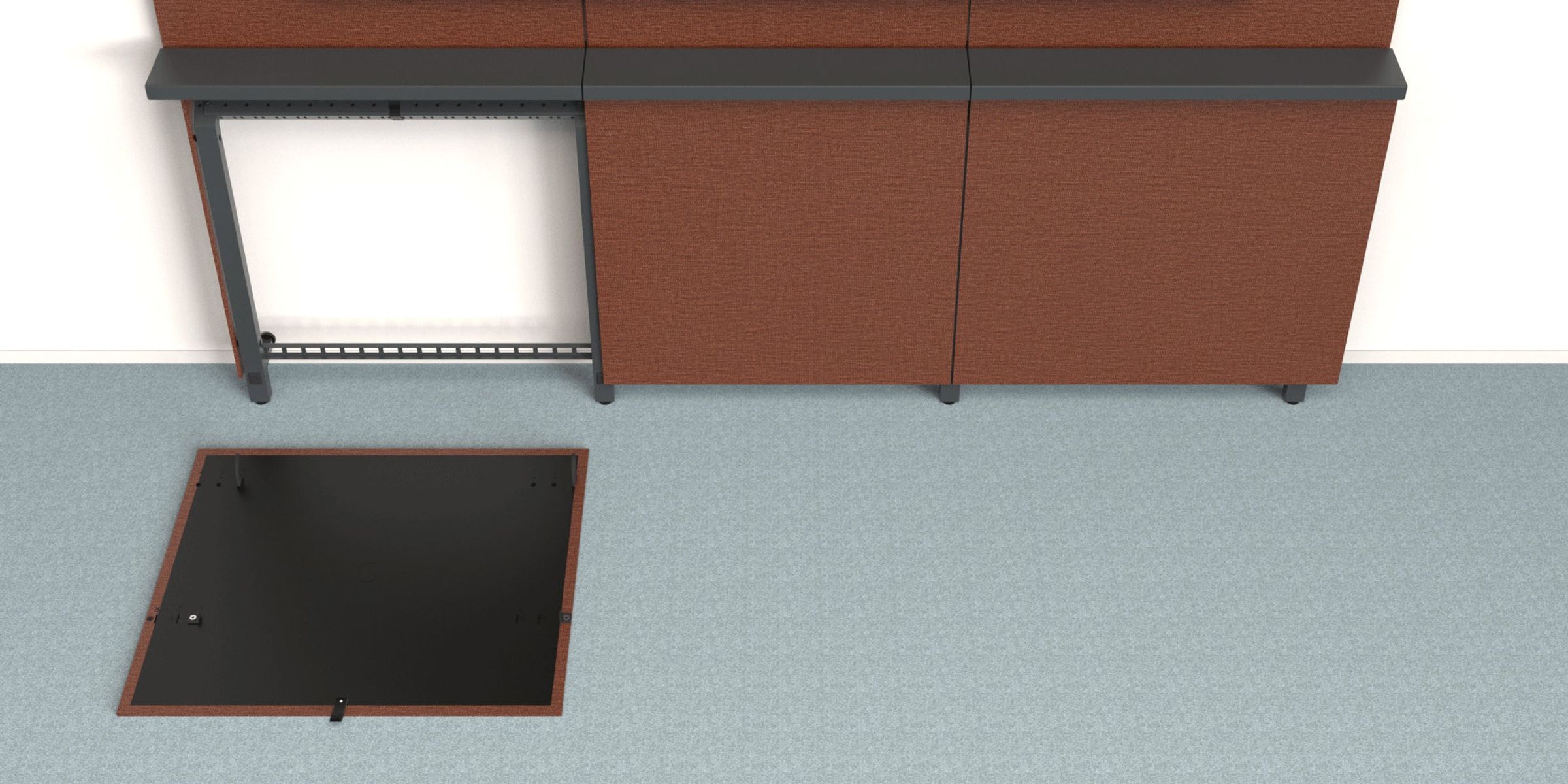 Finish panels go on last, so AV work stays protected.