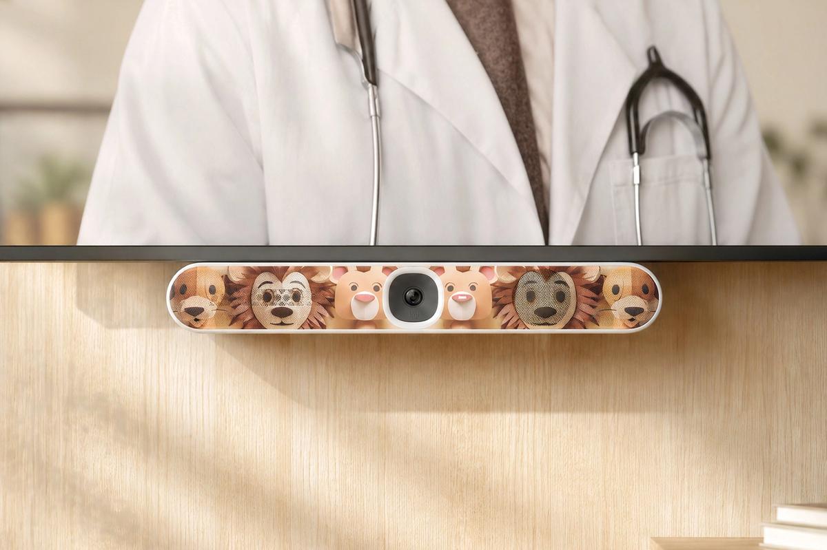 Healthcare-ready mounted tablet and room technology installation.